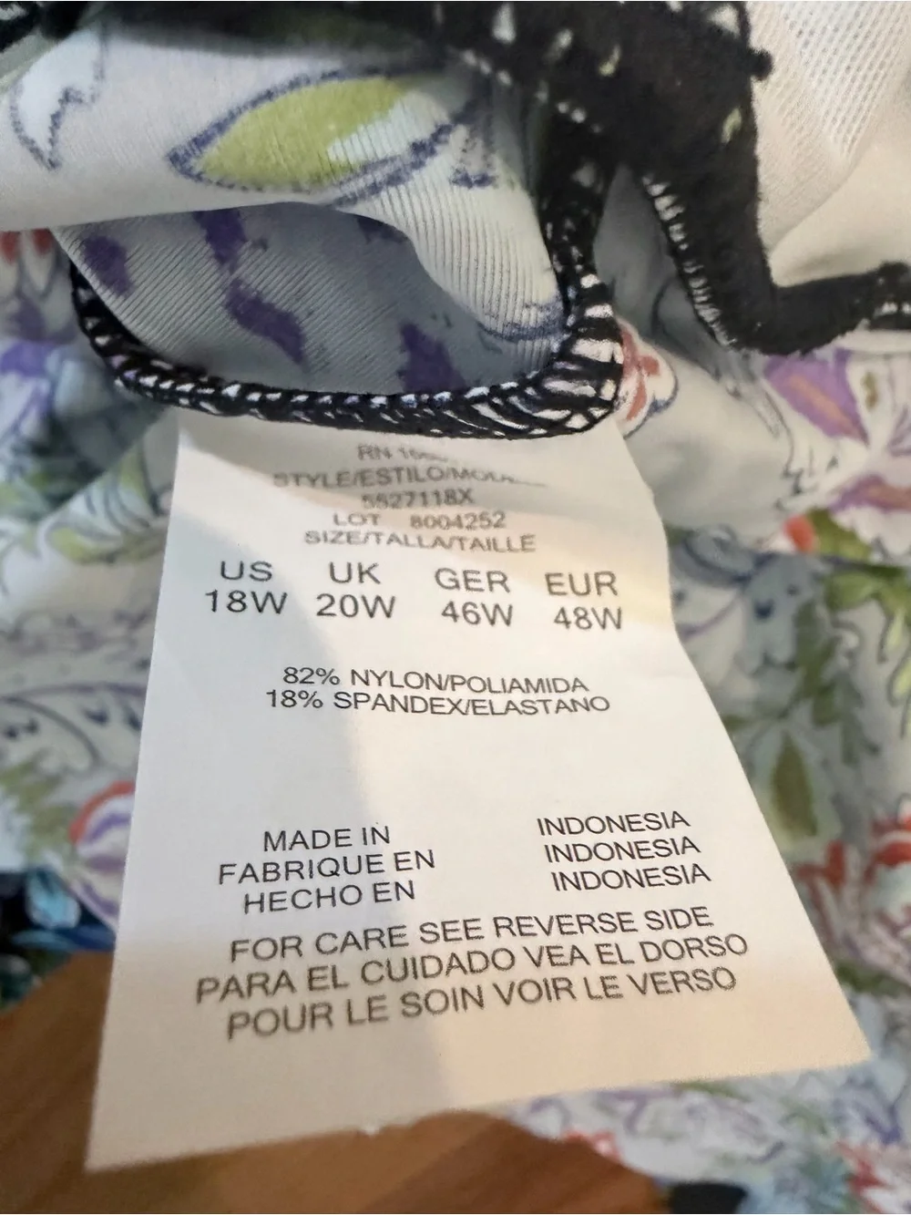 Swim Solutions Black Floral Bikini Top with Blue & Purple Print